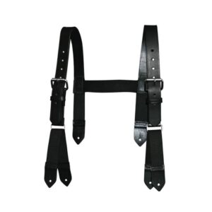 BOSTON LEATHER 9178 – Leather H-Back Firefighter Suspenders for High Back Turnout Gear with Button Attachment